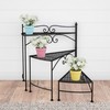 Nature Spring 3-tier Plant Stand, Indoor/Outdoor Folding Spiral Stairs Wrought Iron with Staggered Shelves, Black 406768IGZ